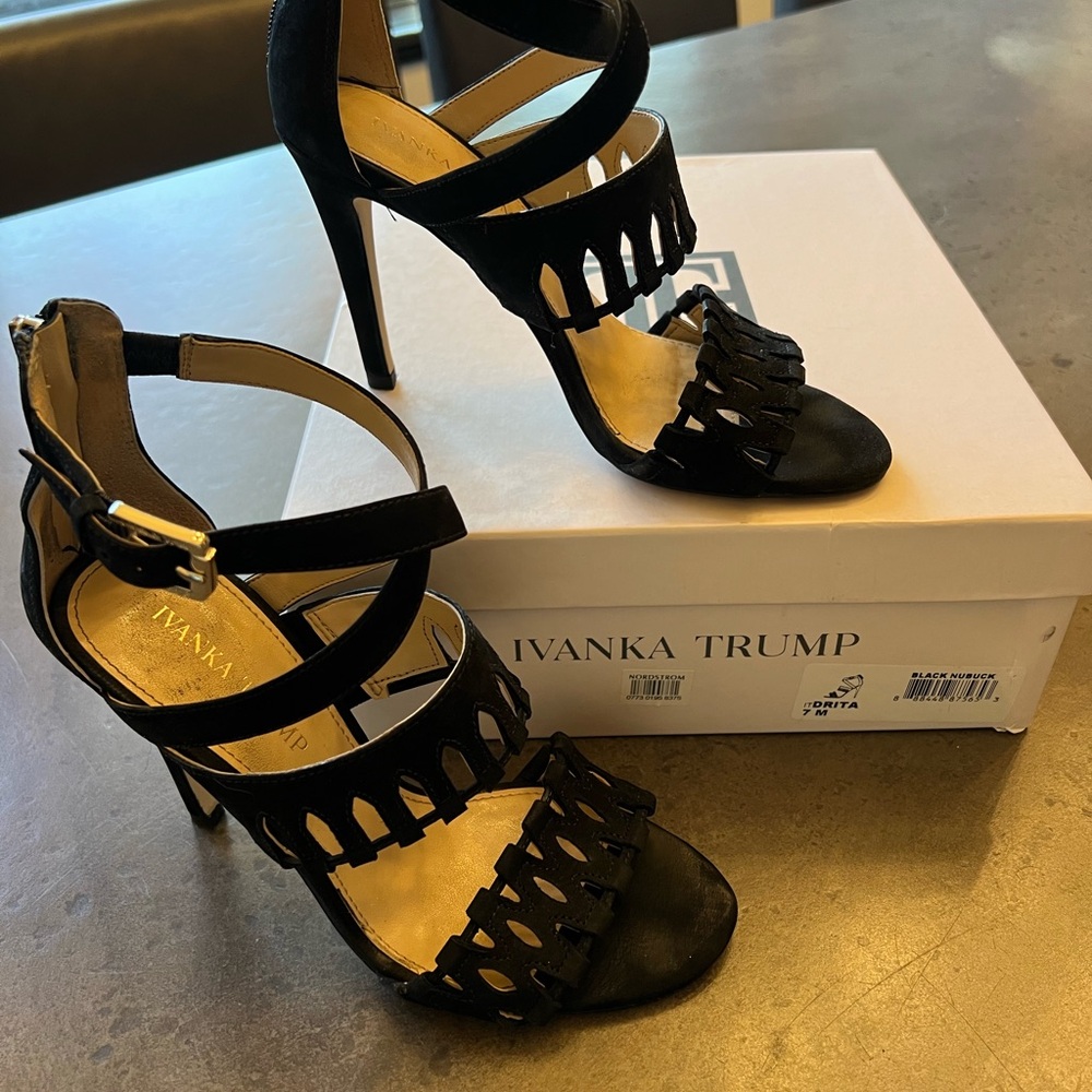 Ivanka Trump Suede heels. Black suede.